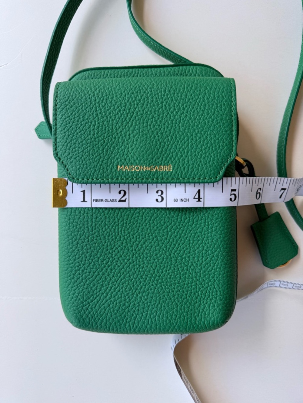 Maison de Sabre The Zipped Phone Pouch Crossbody Bag Emerald Green Leather - Picture 14 of 15